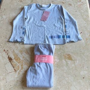 NWT girls set, size 4, top 100% cotton, leggings velour.